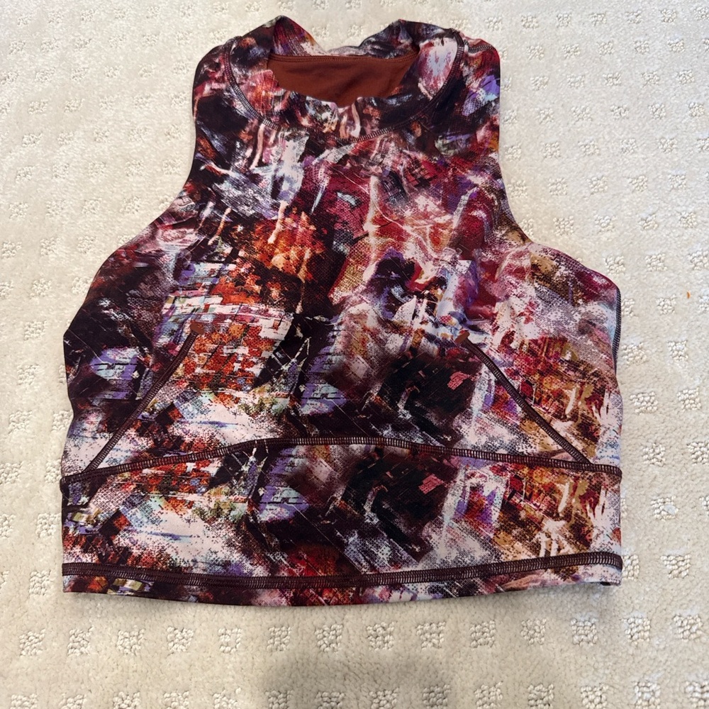 Lululemon Abstract Print Racerback Sports Bra Tank Top Women’s Size 4 - Picture 2 of 5
